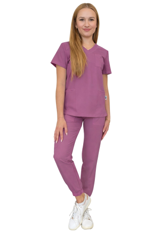 Komplet medyczny damski winogronowy – scrubs CASUAL PREMIUM.png