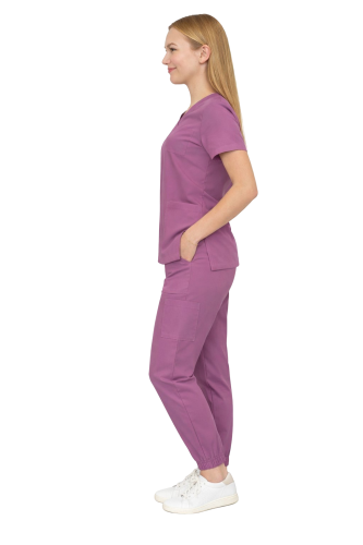 Winogronowy komplet medyczny damski – scrubs CASUAL PREMIUM.png
