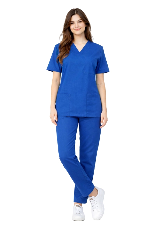 Komplet medyczny damski 100% bawełna chabrowy