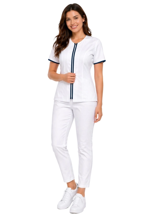 Komplet MEDICAL BEAUTY medyczny żakiet z granatową  lamówką i cygaretki