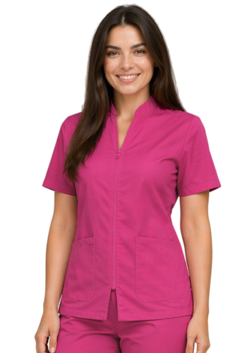 Żakiet kosmetyczny damski na suwak różowy