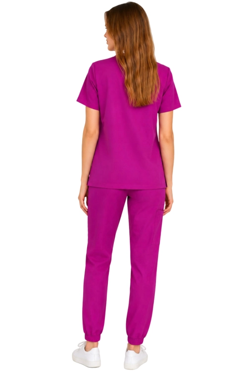 Damski komplet medyczny purpurowy– scrubs CASUAL PREMIUM_tył.png
