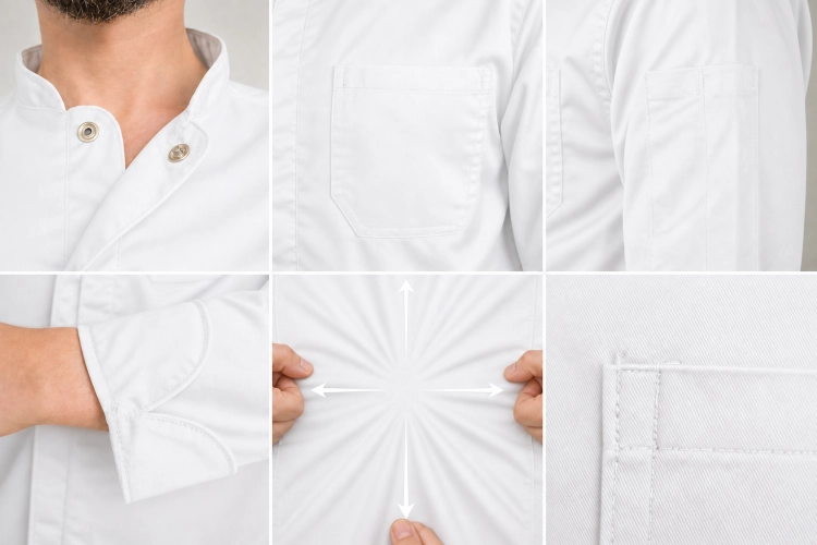 Bluza-kucharska-meska-zakryte-zatrzaski-dwie-kieszenie-kolor-bialy-detale.png