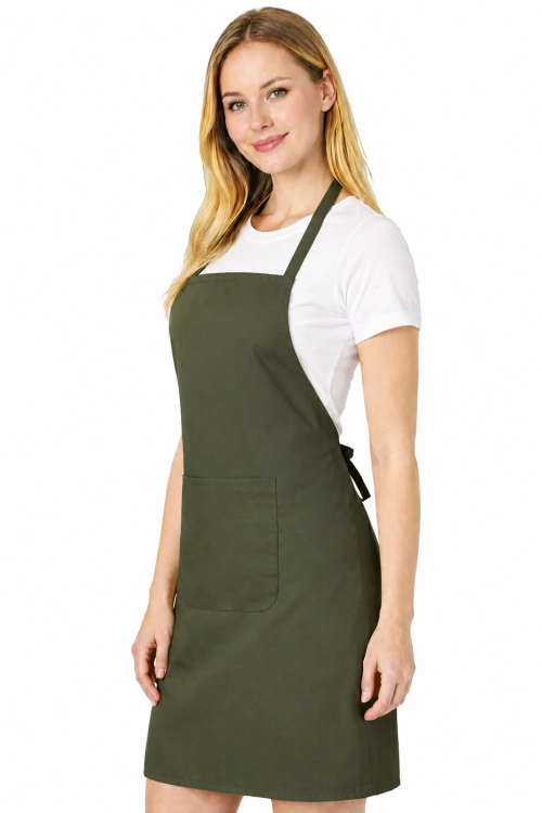 Fartuszek kuchenny gastronomiczny z kieszenienią oliwka prawy bok.png