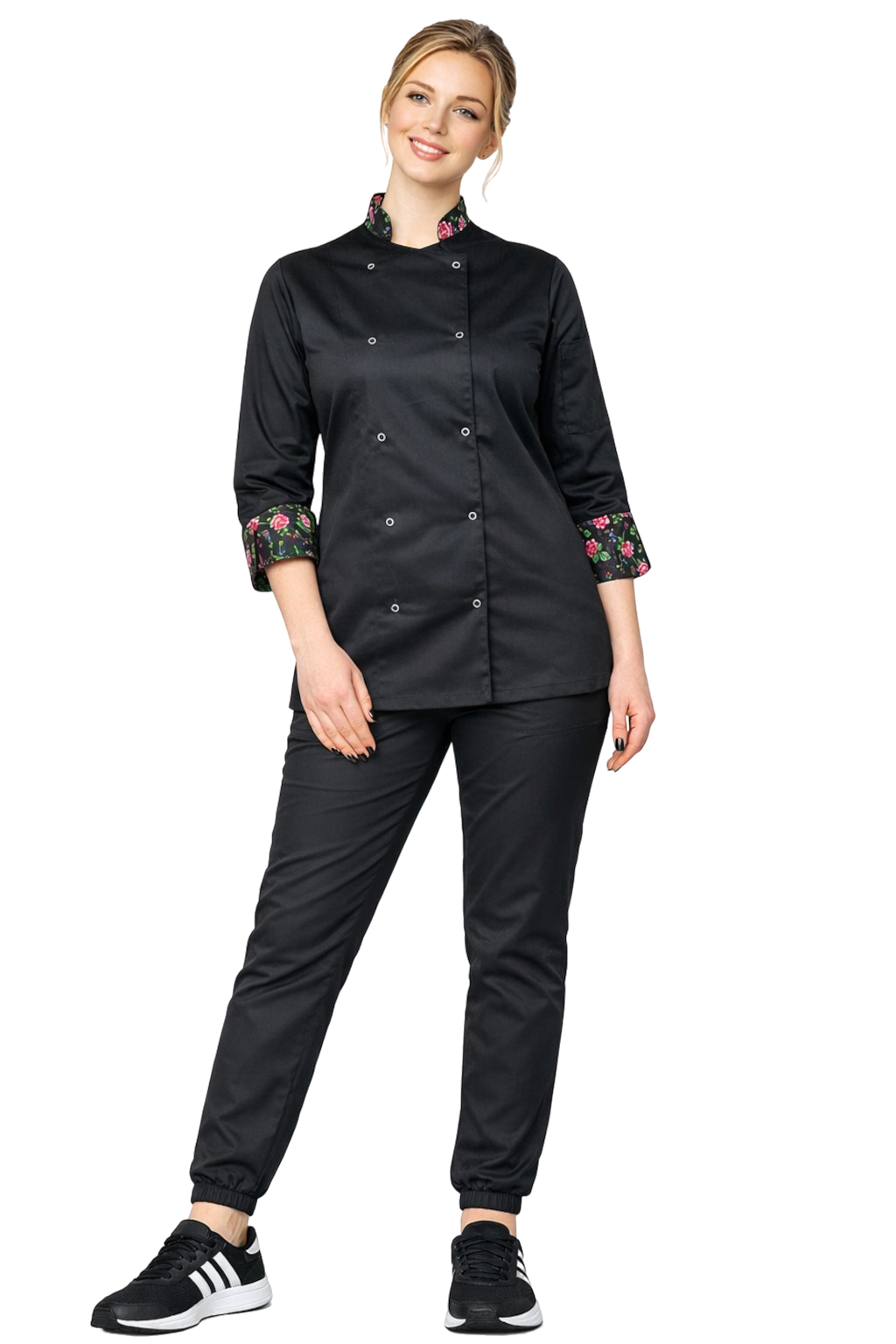 Damski zestaw szefa kuchni z joggerami i rękawem 3/4